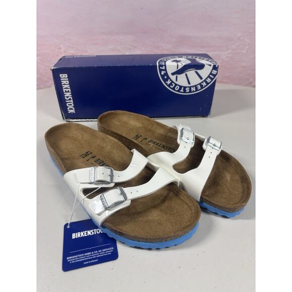 Birkenstock Ibiza White / Blue Leather Sandals Sz 11 Narrow New With Box - Picture 2 of 6